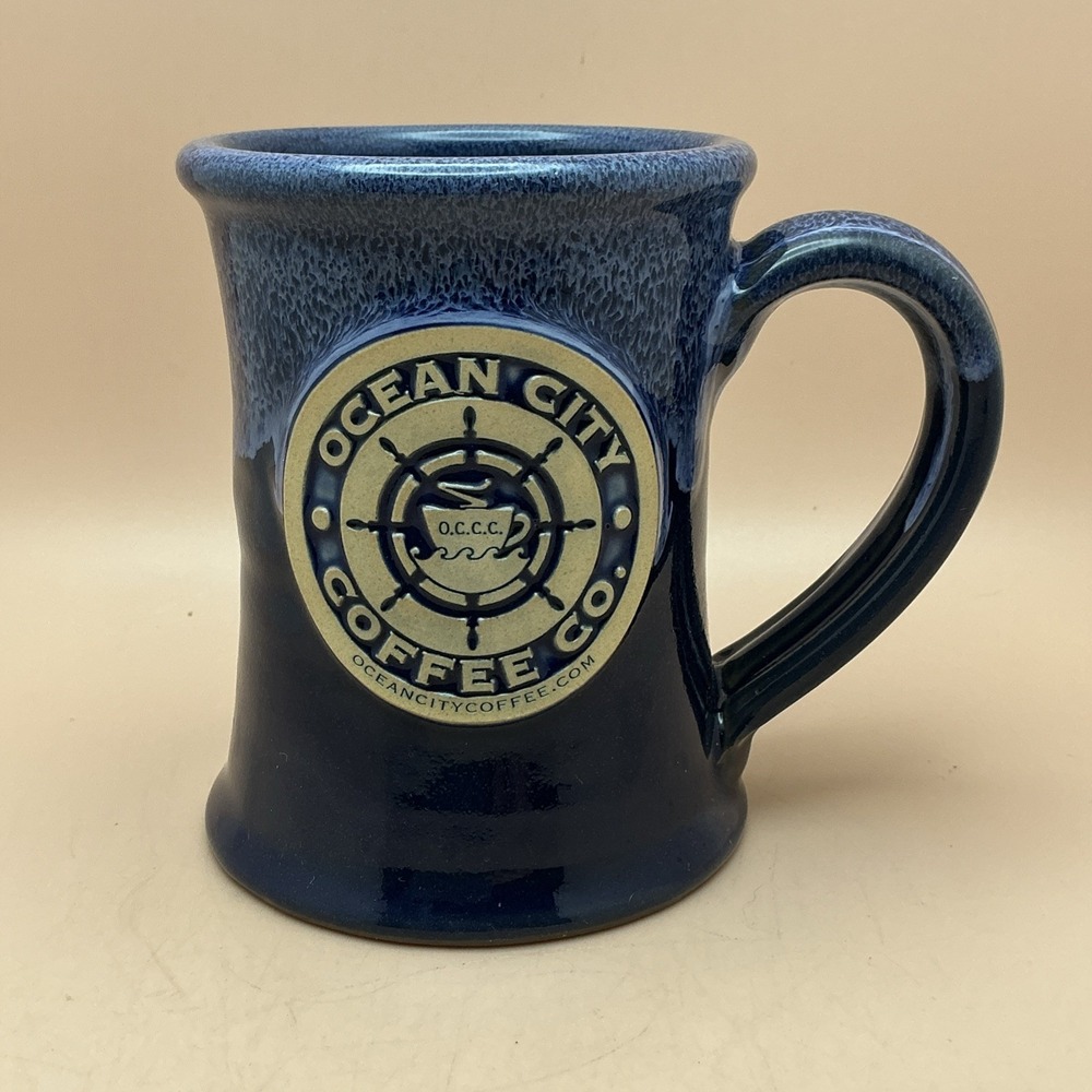 Ocean City Coffee Company Mug - Deneen Pottery Blue 2 Tone Glazed 2021